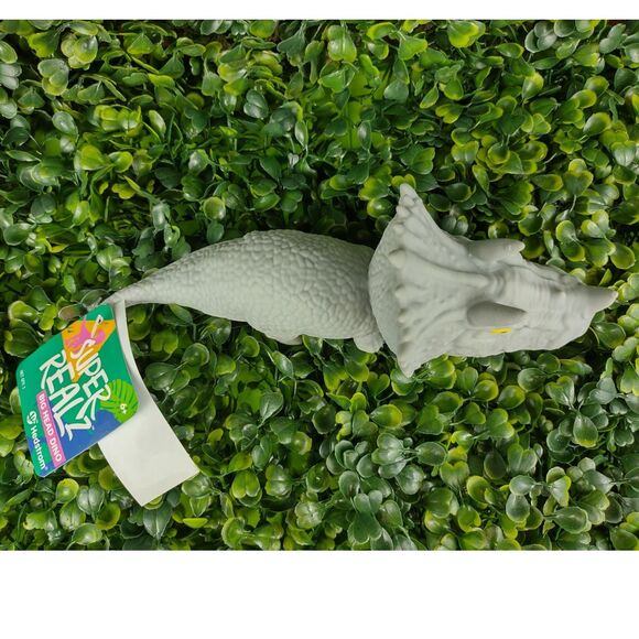 Triceratops Dinosaur Squishy Toy Figure Squeezable Dino Squish Squeeze Sand Gray - Picture 10 of 15